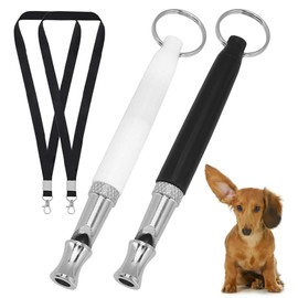 2 Stück Hundepfeife Rütter Rückruf,Hundepfeife Hochfrequenz Lautlos,Erziehungshilfen für Hunde Pfeifen,Hundepfeifen Armband,Trillerpfeife Hund,Metall Dog Whistle mit Schlüsselband(Schwarz und Weiß)