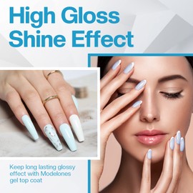modelones Gel Nail Polish Top Coat with Rubber White Gel Base Coat