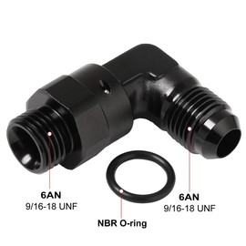Podavelle 6AN Male Flare to 6AN -6 ORB O-ring Boss 90 Degree Swivel Fitting Adapter Aluminum Black