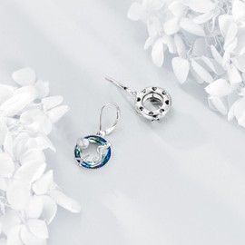 Ocean Earrings 925 Sterling Silver Seahorse Starfish Dangle Earrings Crystal Sea Shell Drop Leverback Earrings Beach Jewelry Gifts For Women Lover