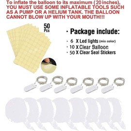 Pink Led Balloons 6set Light up Balloons Clear Bobo Balloons with String Lights for Party, Birthday, Anniversary, Wedding (Pink)