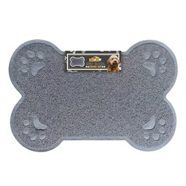 Archstone Pet Dining Mat for Dogs & Cats - Non-Slip Food & Water Bowl Mat, Easy Clean Dishwasher Safe - Gray, Dog Bone