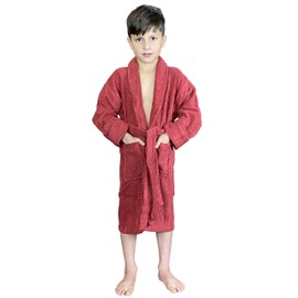 Skylinewears Boys Girls Bathrobes Shawl Collar Spa Robes Kids Terry Cotton Robe Wine 12