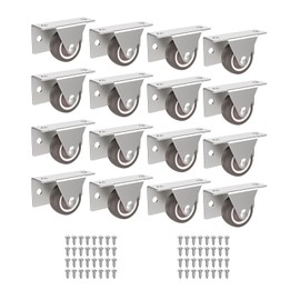Anobeyi 1-Inch Mini Fixed Casters Set of 4, Low Profile Wheels with Steel Flat Plate, Silent Side Mounted Caster Wheels for Storage Box, Cabinet, Underbed Drawer, Small Furniture (1.25inch, 16)