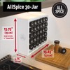 AllSpice Wood Spice Rack, Includes 30 4oz Jars- Matte White