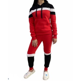 Women's Pull Over Fleece Jogger Warm sweat suit (Black/Yellow, S)