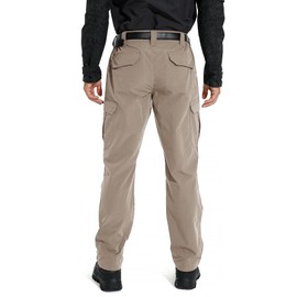 Men's Lightweight Ripstop Stretch Tactical Pants, Water Resistant Work Cargo Pants for Outdoor Relaxed Fit Khaki