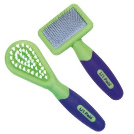 Coastal - Li'l Pals - Kitten Slicker Brush with Coated Tips and Bristle Brush