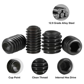 SVLING Set Screw Assortment Kit 700PCS, 25 Sizes Metric and SAE Set Screws M3 M4 M5 M6 M8 1/8" 5/32" 3/16" 1/4" 5/16" Socket Screw Kit 12.9 Alloy Steel for Bathroom Fixtures Door Handles