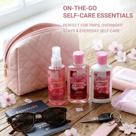 Set De Regalo Navideño De Spa Con Flores De Cerezo Japonesas, Colección Para El Cuidado Del Cuerpo Y El Baño Set De Viaje De 3 Piezas(Gel De Ducha,