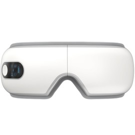 TLINNA Eye Massager with Airbag Kneading,Constant Temperature Hot Compress, Multi-Frequency Vibration and Bluetooth Music (Pearl White, Large)