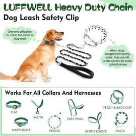 Dog Collar Backup Clip, Chew Proof Double Ended Backup Metal Safety Clasp Pet Dog Leash Connector, Heavy Duty Chain Safety Clip for Prong Collar, Dog Harness, Pinch Collar, Gentle Lead with Carabiner