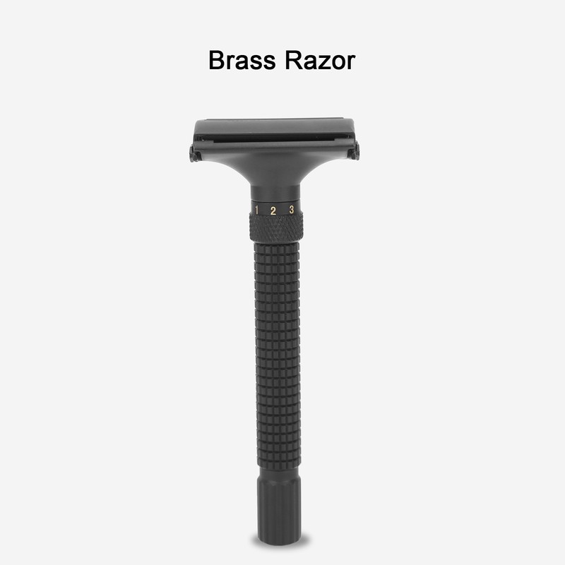Men Manual Razor Blade Base Set Adjustable Brass Double Edge