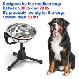 Vexong Elevated Dog Bowl Medium Size for Dogs Between 30 and 70 lbs 0.5 Gal 2 Liter Stainless Steel Dog Food Bowl Water Bowl Height Adjustable Non-Slip Raised Dog Bowl Set Metal Stand Durable