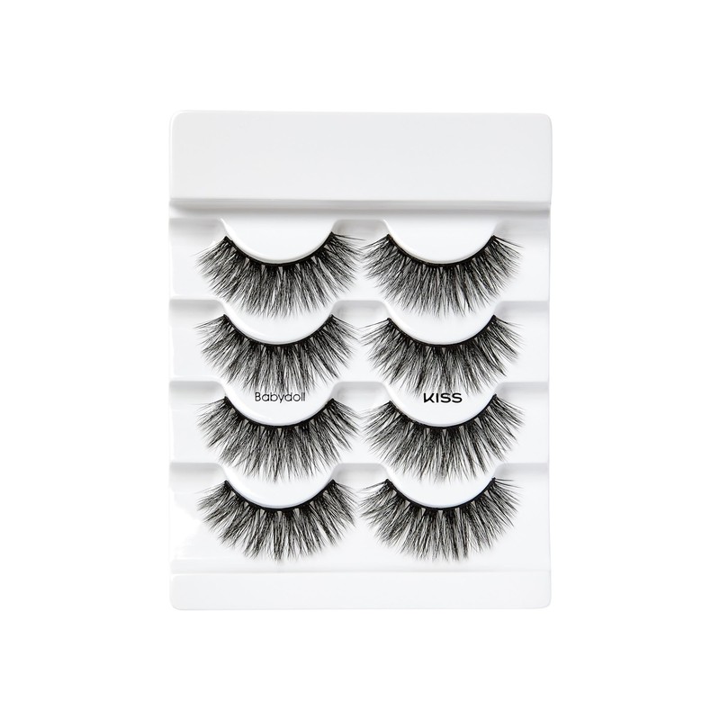 KISS Triple Push-Up, False Eyelashes, 'Babydoll', 12mm-14mm, Includes 4 pairs