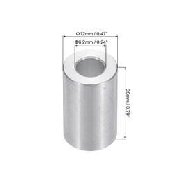 PATIKIL M6 Aluminum Spacers, 6pcs 1/4" x1/2" Round Metal Spacers for 1/4 or M6 Screw Bolts, Unthreaded Standoff Bushing 13/16"L, 6.2x12x20mm