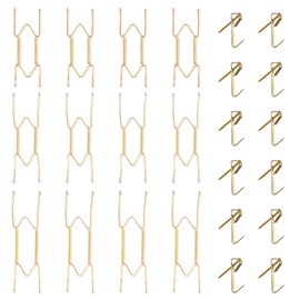 Bilillo 12 Pieces Invisible Wall Plate Hangers 6/8/10 Inches Wall Plate Hangers Stainless Steel Decorative with 12 Pieces Hook with Nails Suitable for 6-11 inch Decorative Antique and Arts(Gold)