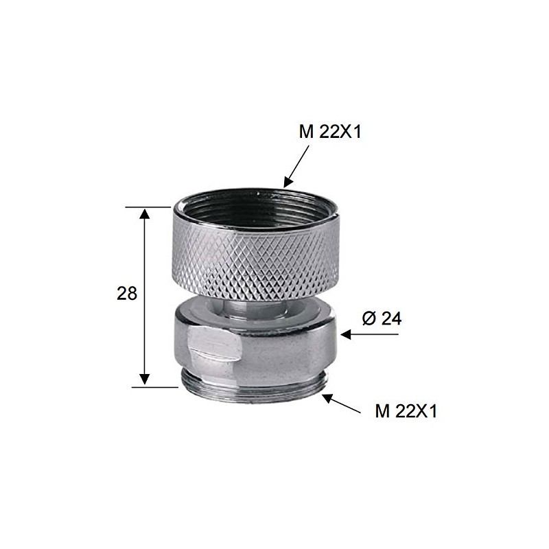 Swivel Metal Adaptor for Water Kitchen Faucet Tap Aerator M22x22mm