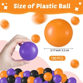 Shappy 180 Pcs Soft Plastic Balls for Toddlers, Crush Proof Ocean Balls Reusable for Photo Booth Props Play Tent Swimming Party Holiday Decoration (Purple， Black,Orange)