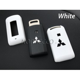 HIGH GLOSS HARD PLASTIC ABS SHELL CASE COVER FOR 2/3 BUTTON SMART KEY FOB REMOTE MITSUBISHI LANCER OUTLANDER ASX L200 BARBARIAN WARRIOR SUV PICK UP TRUCK 2012 2013 2014 2015 2016 2017 (GLOSS WHITE)