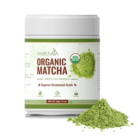 MatchAiA USDA-Certified Organic Matcha, Ceremonial Grade, 100% Pure Green Tea Powder, Superior First Spring Harvest, Sugar Free, Gluten Free (60g / 2.1oz Tin Can)