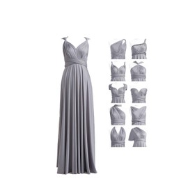 Bridesmaid Dresses, Women's Wedding Dress Formal Floral One Shoulder V Neck Vintage Evening Party Maxi Long Short Dress Grey