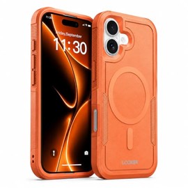 Looxer Funda Magnética Resistente Iphone Protección Grado Militar Diseño Prueba Golpes Compatible Magsafe Protector Pantalla Incluido Naranja