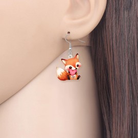 DALANE Acrylic Anime Fox Earrings Animals Dangle Drop Fashion Jewellery for Women Girls Children Charms Gifts, Acrylic