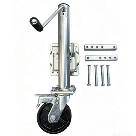 DLFZWB with Bearing with Brakes 6inch Wheel Trailer Jack 1200 lbs Load Capacity Heavy Duty Swivel Boat Trailer Jack fit for 10-inch Lift for RVs, Boats, Horse, Utility Trailers