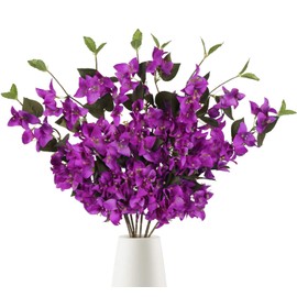 IPOPU Bougainvillea Artificial Flowers 31.1in Silk Bougainvillea Flowers Faux Bougainvillea 8PCS Long Stem Fake Bougainvillea Branches for Wedding Home Garden DIY Decor(Light Purple)