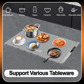 DineNova Warming Mat for Food- 3 Temp Settings Electric Food Warming Mat- Silicone Portable Warming Trays for buffets Party- Full Surface Rapid Heating Food Warmers for Parties, Gatherings & Travel