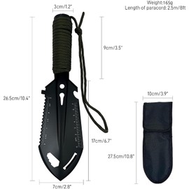 BJAINGEXK Backpacking shovel Camping shovel Hiking shovel Small Camping shovel 9 in 1 Compact Multi-tool shovel for digging, camping, gardening, Outdoor survival (Black)
