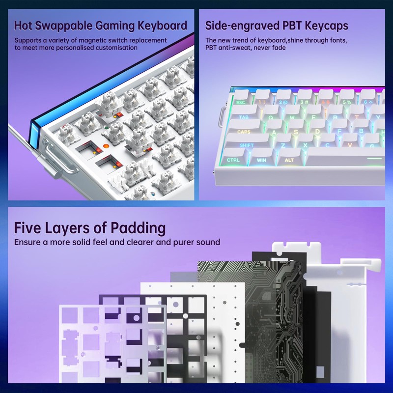 Aula Hero 68 HE 60% Gaming Keyboard Wired, Hall Effect