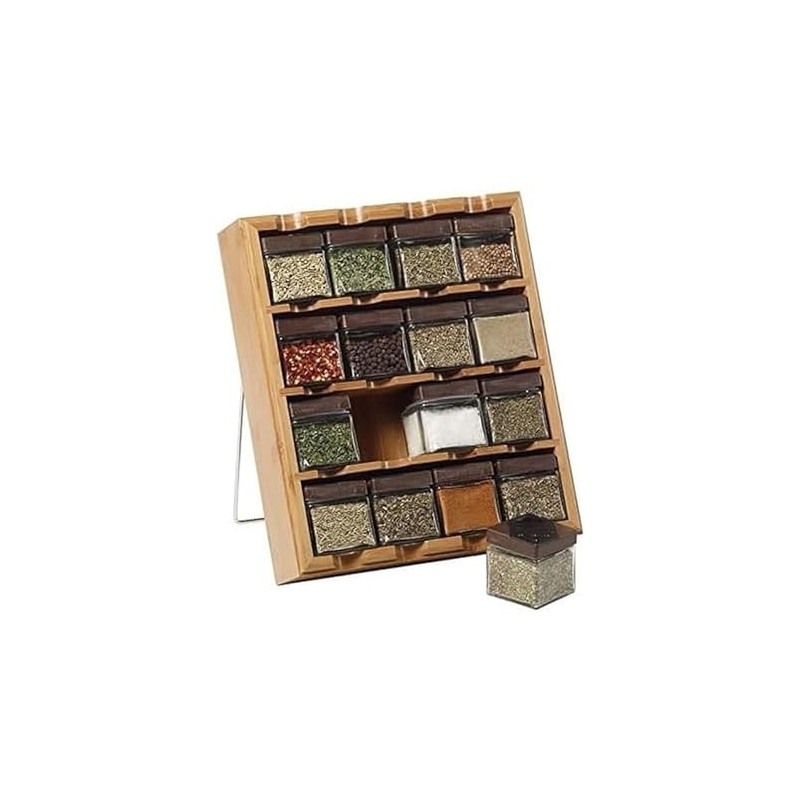 Kamenstein Jar Bamboo 3-in-1 Spice Organizer for Countertop, Wall, and