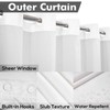 Extra Long No Hook Slub Textured Shower Curtain with Snap-in