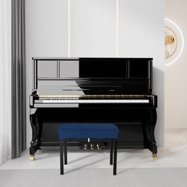 SINOSSO Soft Velvet Piano Bench Cover, (20"- 26.5") L x (11.8"- 15.7") W Rectangle Stretch Washable Stool Upholstered Protector Slipcover, (S, Navy Blue)