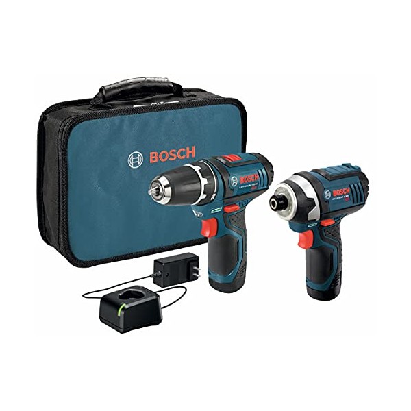BOSCH CLPK22-120 12V Max Cordless 2-Tool 3/8 in. Drill/Driver and 1/4 in. Impact Driver Combo Kit with 2 Batteries, Charger and Case