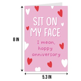 Qiliji Dirty Anniversary Card for Wife Girlfriend, Funny Anniversary Card from Husband Boyfriend, Raunchy Anniversary Card Gifts for Her, Sit On My Face