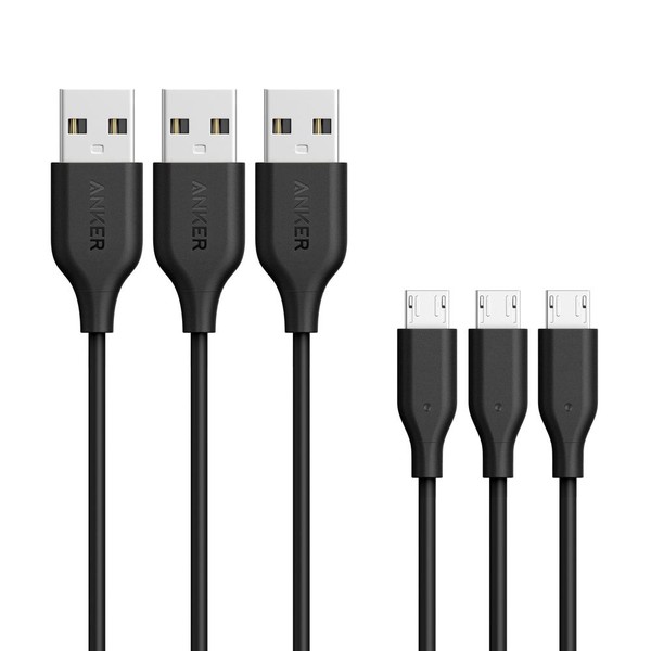 Anker PowerLine Micro USB Cable (Supports Fast Charging and High Speed Data Transfer) Compatible with Galaxy Xperia Android and Other USB Devices (3.2 ft (0.9 m) x 3), Telework, Remote Work