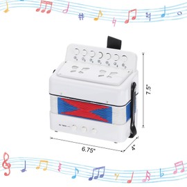 sourcing map Accordion 10 Keys Button Accordion Mini Musical Instrument Gifts for Adults Beginners Educational, White