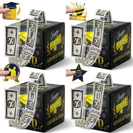 4 Pack 2024 Graduation Money Box for Cash Gift Pull - Funny DIY Cash Holder for Graduation Parties, College Grad Gifts, and Surprise Celebrations