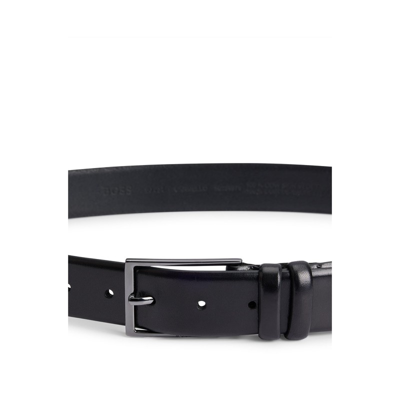 Boss Men's Carmello Belt made of Vegetable-tanned Leather with Metal