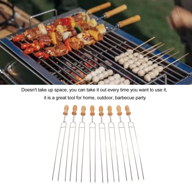 8 Pcs Stainless Steel Barbecue Fork Roasting Stick with Temperature