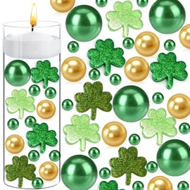 130pcs St. Patrick's Day Vase Filler Golded Green Glitter Shamrocks Ornament for Vase Filler for Home, Party Decor (St. Patrick's Day Set)