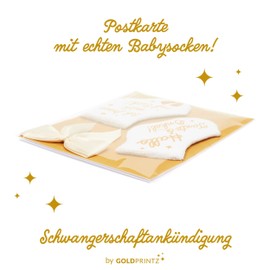 goldprintz I Du wirst Tante I Pregnancy Announcement I Gold Printed Baby Sock with Postcard I We Get a Baby Announcement I Baby Announcement Pregnancy I Baby News Announcement