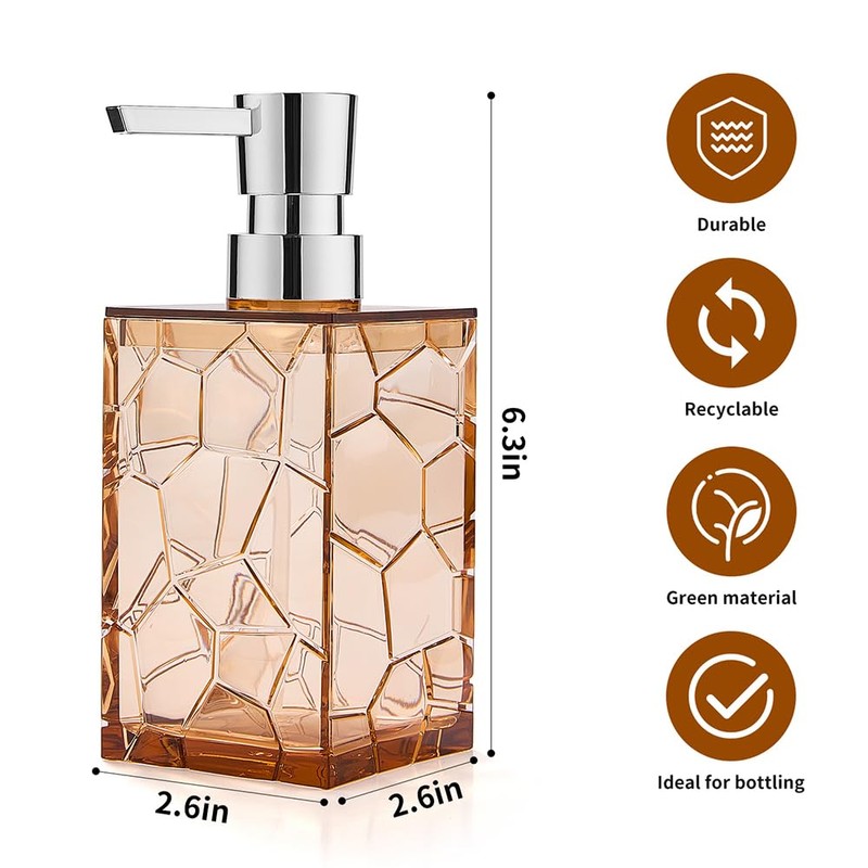2 Pack Clear Brown Rust Proof Soap Dispenser, Acrylic Plastic