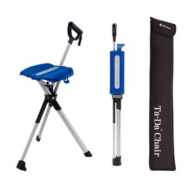 STEP2GOLD Ta-Da Chair Series 2- Portable Walking Stick, Cane with Seat, Foldable Chair, Hiking Stick, for Camping, Hiking, Lightweight Aluminum, Easy Carry, Anti-Slip (32.2"/Blue)