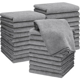 24 Packs of Bleach Proof Towels Microfiber Absorbent Bleach Resistant Salon Hand Towels for Gym, Bath, Spa, Shaving, Shampoo, Home Hair Drying (Light Gray,16 x 28 Inch)