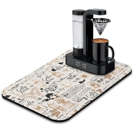 Kuyig Home Coffee Mat 19inx12in,Coffee Bar Mat for Countertops,Absorbent Hide Stain Anti-Slip Coffee Bar Accessories Fit Under Coffee Machine Mat,dish drying mats for kitchen