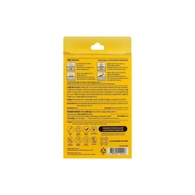 Parche Anti Acné Emoticon Dots 36 Piezas Catch Me Patch